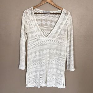 Cream lace beach cover